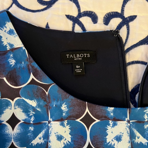 Talbots Sleeveless Blue Fit & Flare Dress - Picture 7 of 10